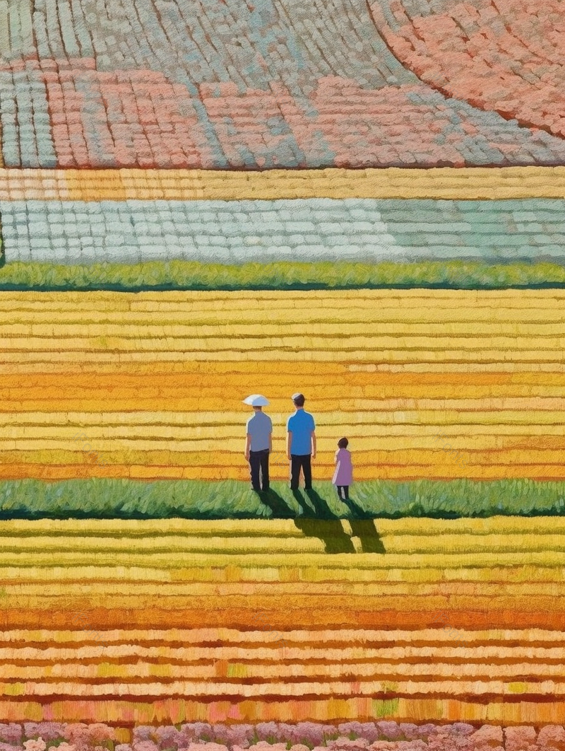 黄色绿色农民在农田间劳作插画背景,插画/手绘图,插画/手绘图库,插画/手绘图下载,插画/手绘
